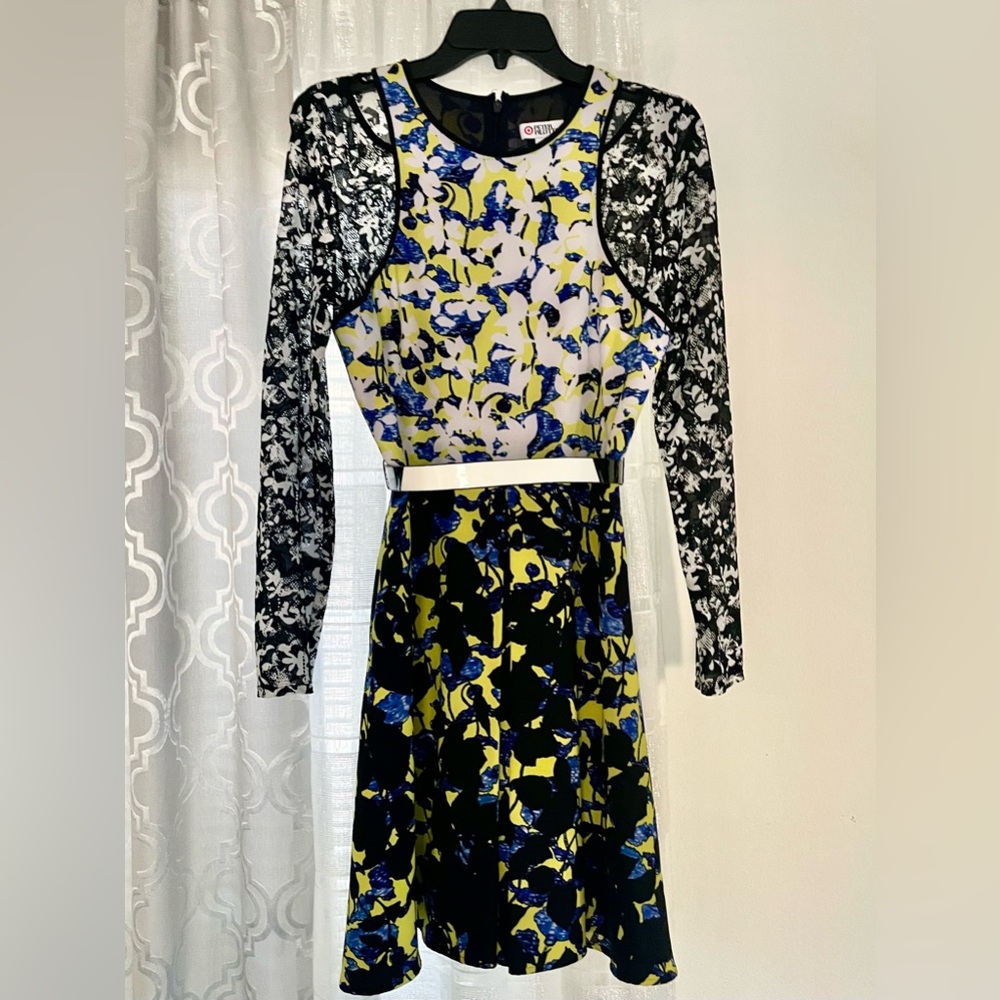 Peter Pilotto for Target blue and yellow dress with belt, Size 4